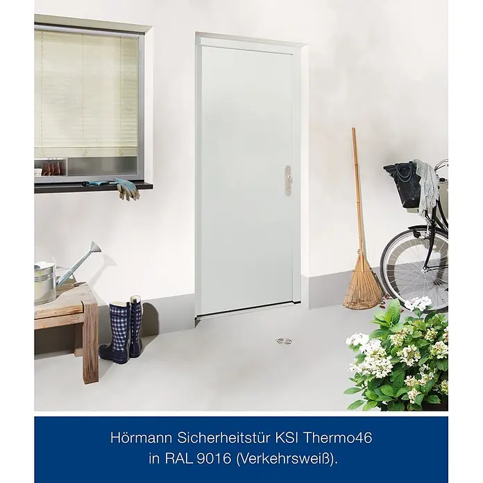 Hörmann Stahlschutztür KSI Thermo46 RC2 - 100 x 200 cm, DIN Anschlag: Rechts, Verkehrsweiß - Informationsansicht