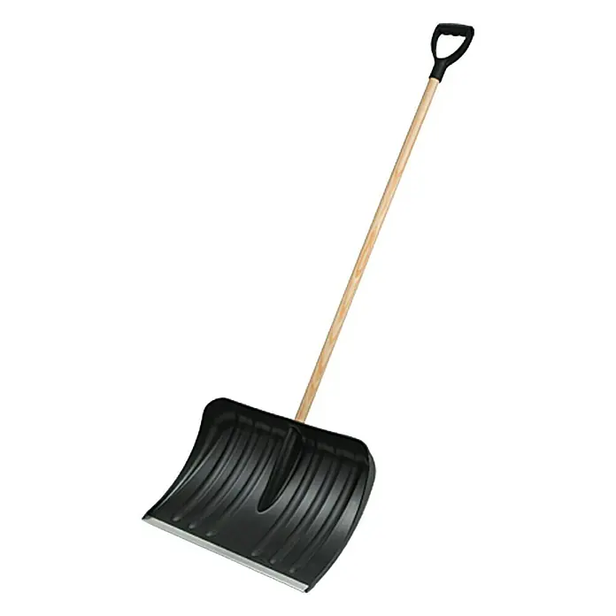 Freund Victoria Schneeschieber - Breite: 53 cm, Langstiel, Material Stiel: Kiefernholz - Eine schwarze Schneeschaufel mit Holzgriff und D-Griff zum Schneeräumen von Einfahrten und Gehwegen im Winter.