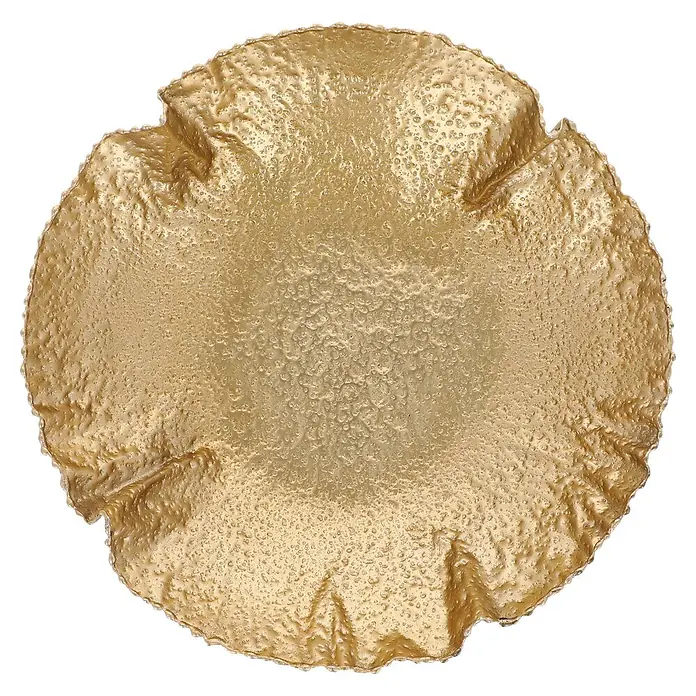 Schale Domani - Ø x H: 21 x 5 cm, Gold - Goldene, strukturierte Dekoschale mit unregelmäßigem Rand.