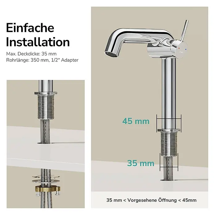 Emke Waschtischarmatur Flowcurv XF24 - Chrom, Glänzend