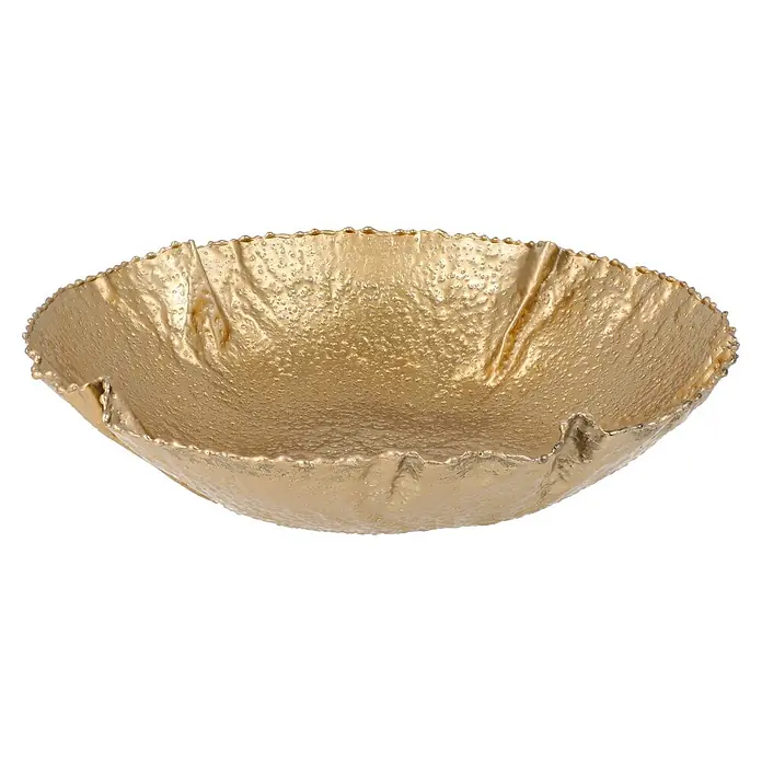 Schale Domani - Ø x H: 21 x 5 cm, Gold - Strukturierte goldene Dekoschale mit unregelmäßiger, organischer Form.