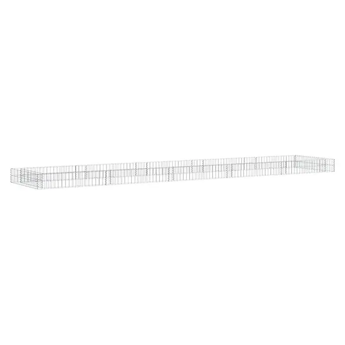 Furnicato Gabionen-Hochbeet - 500 x 100 x 20 cm, Stahl, Fassungsvermögen Erde: 1.000 g - Lange rechteckige graue Drahtgitter-Struktur mit Innenfächern.