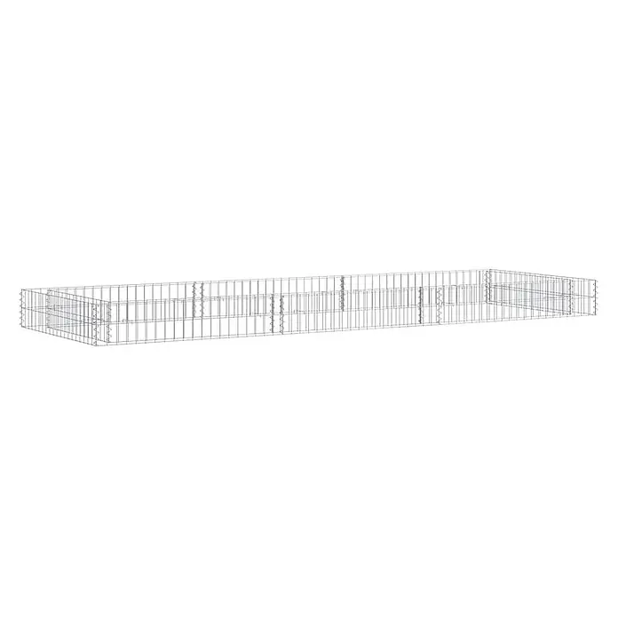 Furnicato Gabionen-Hochbeet - 100 x 300 x 20 cm, Stahl, Fassungsvermögen Erde: 600 g - Leerer, rechteckiger Gabionenkorb aus Metallgitter mit inneren Trennwänden.