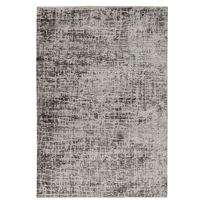 Kayoom Kurzflorteppich Amora 260 - Grau, 170 x 120 cm, 100 % Polyester - Abstrakter grau-schwarzer Teppich mit strukturierter, Used-Optik, passend für moderne Einrichtungen.