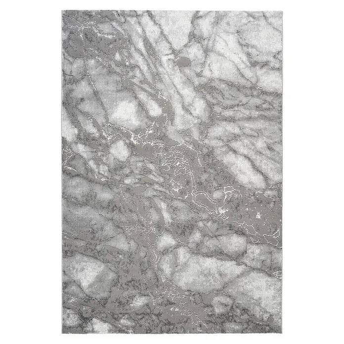 Kayoom Kurzflorteppich Mineral 425 - Silber, 170 x 120 cm, 70 % Polypropylen, 30 % Polyester - Draufsicht