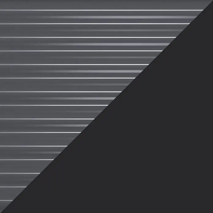Vitavia Hochbeet Zola - 126,7 x 89 x 134,5 cm, Polycarbonat, Schwarz/ Granit - Dunkelgraue Platte mit diagonalem Split. Ein Bereich weist horizontale reflektierende Linien auf, der andere ist einfarbig dunkelgrau.