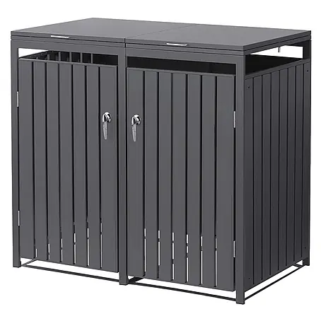 ML-Design  Mülltonnenbox 2er 240L mit Klappdeckel und abschließbaren Türen 132x80x120 cm Anthrazit