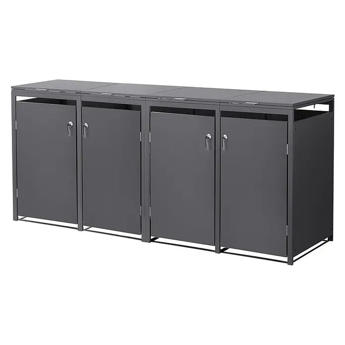 ML-Design Mülltonnenbox Mülltonnenbox 4er 240L 264x80x120cm Anthrazit mit Klappdeckel - Stahl, Anthrazit, Geeignet für Anzahl Mülltonnen: 2 Stk.