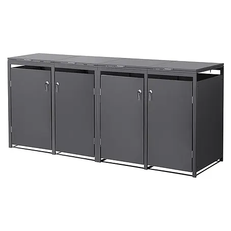 ML-Design  Mülltonnenbox Mülltonnenbox 4er 240L 264x80x120cm Anthrazit mit Klappdeckel