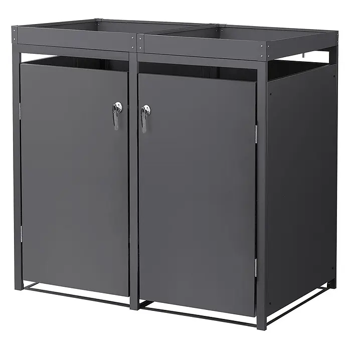 ML-Design Mülltonnenbox 2er 240L mit Pflanzdach abschließbar 132x80x124 cm Anthrazit - Stahl, Anthrazit, Geeignet für Anzahl Mülltonnen: 2 Stk.