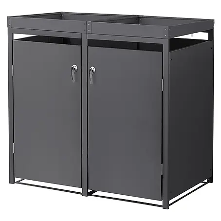 ML-Design  Mülltonnenbox 2er 240L mit Pflanzdach abschließbar 132x80x124 cm Anthrazit
