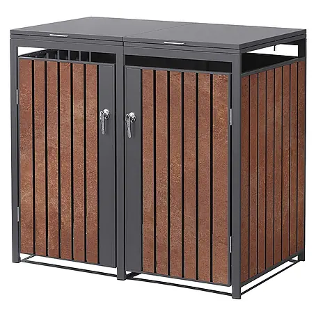 ML-Design  Mülltonnenbox Mülltonnencontainer mit Klappdeckel/Tür für 2 Tonne 120 oder 240 Liter