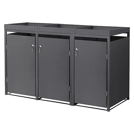ML-Design  Mülltonnenbox 3er 240L mit Pflanzdach 200x80x124 cm Anthrazit