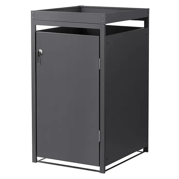 ML-Design Mülltonnenbox 1er 240L mit Pflanzdach abschließbar 68x80x124 cm Anthrazit - Stahl, Anthrazit, Geeignet für Anzahl Mülltonnen: 1 Stk.
