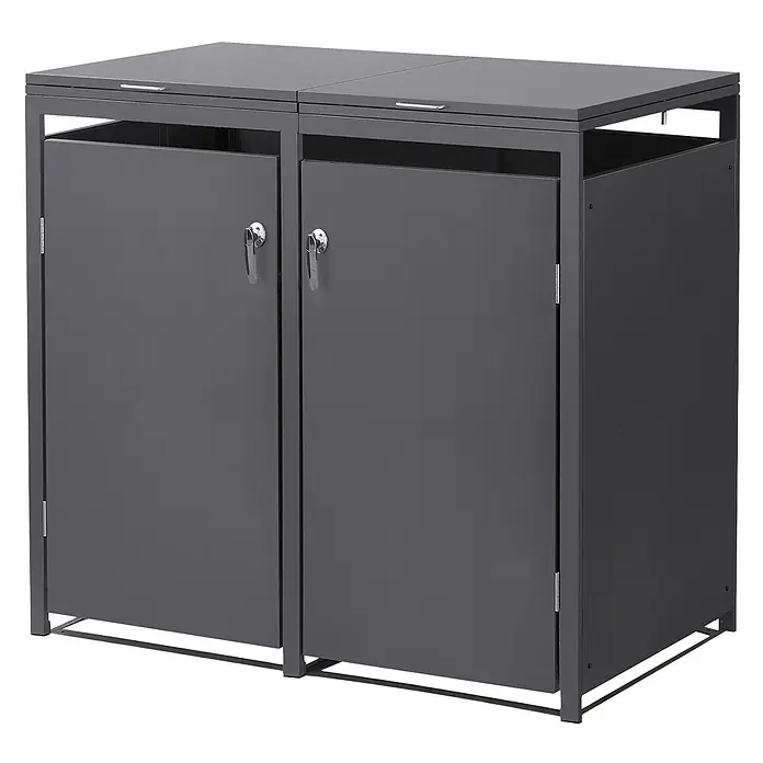 ML-Design Mülltonnenbox 2er 240L mit Klappdeckel 132x80x120 cm Anthrazit - Stahl, Anthrazit, Geeignet für Anzahl Mülltonnen: 2 Stk.