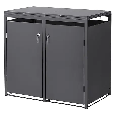 ML-Design  Mülltonnenbox 2er 240L mit Klappdeckel 132x80x120 cm Anthrazit