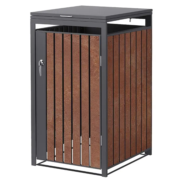 ML-Design Mülltonnenbox 1er 240L 68x80x120 cm Anthrazit-Rostoptik - Stahl, Anthrazit, Rot-Braun, Geeignet für Anzahl Mülltonnen: 1 Stk.