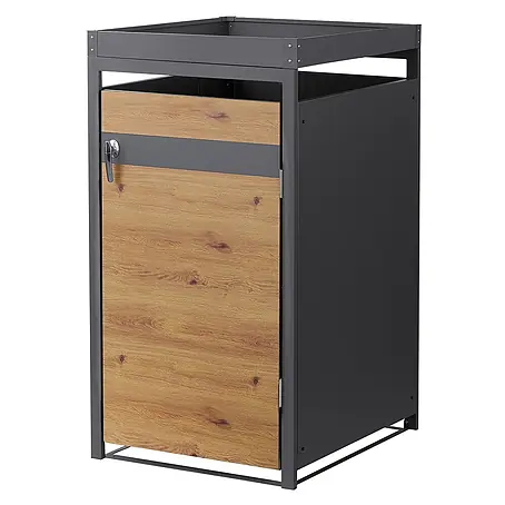 ML-Design  Mülltonnenbox Mülltonnenbox 1er 240L 68x80x124cm Holzoptik mit Pflanzdach