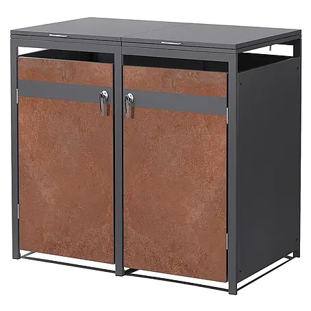 ML-Design  Mülltonnenbox Mülltonnencontainer mit Klappdeckel/Tür für 2 Tonne 120 oder 240 Liter
