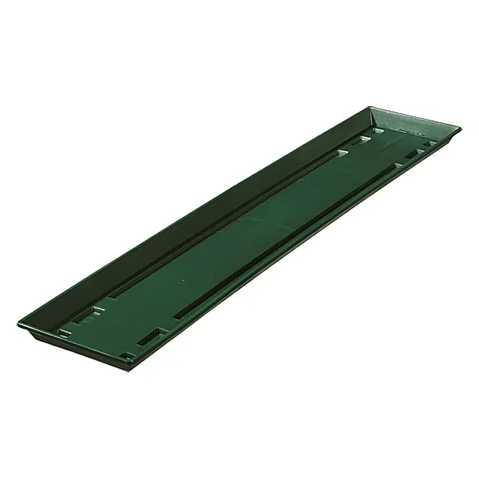 Geli Standard Balkonkasten-Untersetzer - Länge: 80 cm, Dunkelgrün - Ein grüner Anzuchttopf aus Kunststoff für Pflanzen, ideal für die Aufzucht von Sämlingen und Stecklingen.