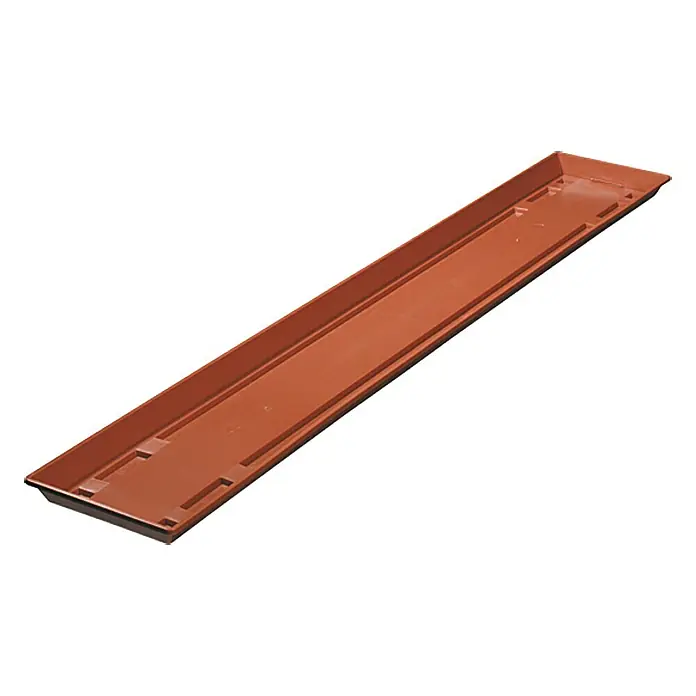 Geli Standard Balkonkasten-Untersetzer - Länge: 100 cm, Terracotta - Lange, schmale, rechteckige Pflanzschale aus Terrakotta-Kunststoff, ideal für Fensterbänke oder zum Anpflanzen von Kräutern und Blumen.