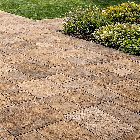 Terrassenplatte Travertin Römischer Verband Noce