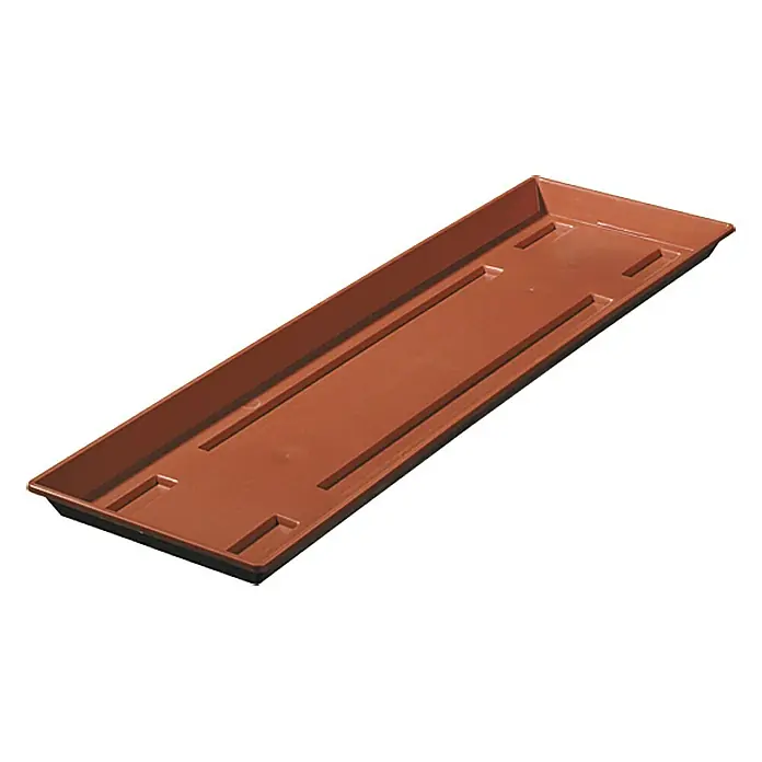 Geli Balkonkasten-Untersetzer - Länge: 60 cm, Terracotta - Braune rechteckige Pflanzgefäßuntersetzer für den Innen- und Außenbereich, ideal für Blumenkästen und Pflanzen.