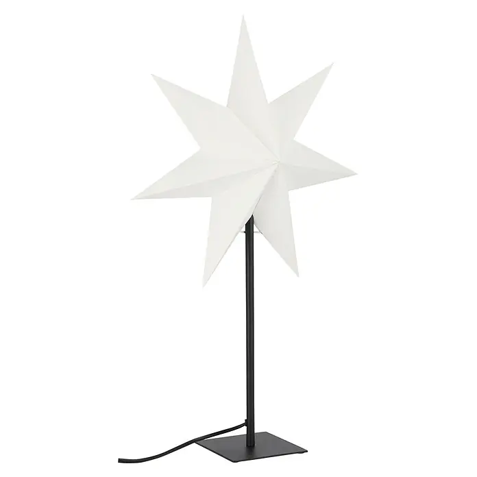 Markslöjd Standstern Nellie - Ø x H: 35 x 55 cm, Weiß, Netzbetrieben - Weiße Papierstern-Stehleuchte auf schwarzem Metallfuß mit Kabel, für dekorative Beleuchtung.