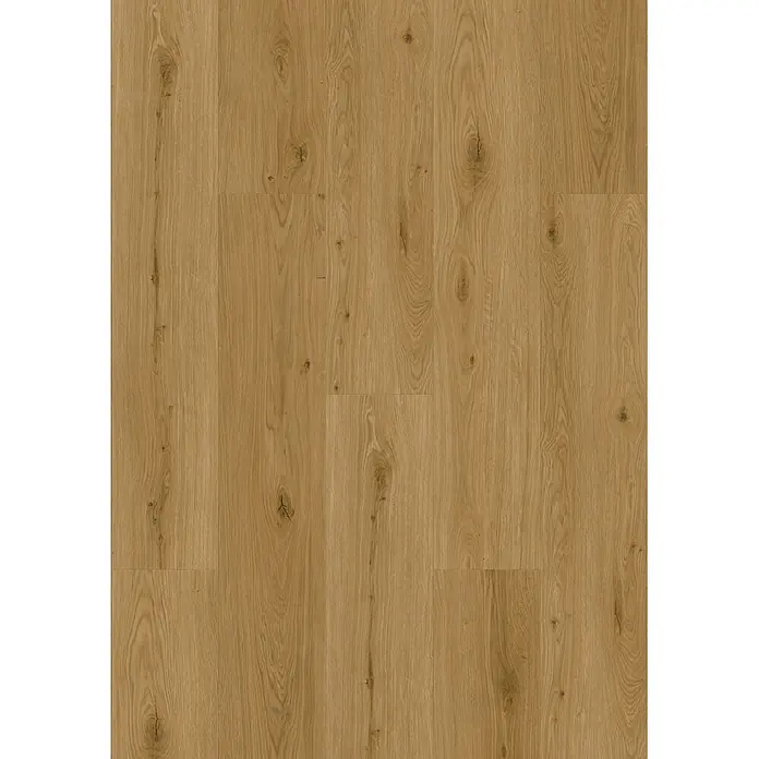 Vinylboden Rigid - Eiche Mandal, Landhausdiele, 1.295 x 240 x 6 mm - Heller Eichenholzfußboden in Naturfarbe mit deutlicher Maserung und Ästen, bestehend aus langen Dielen.