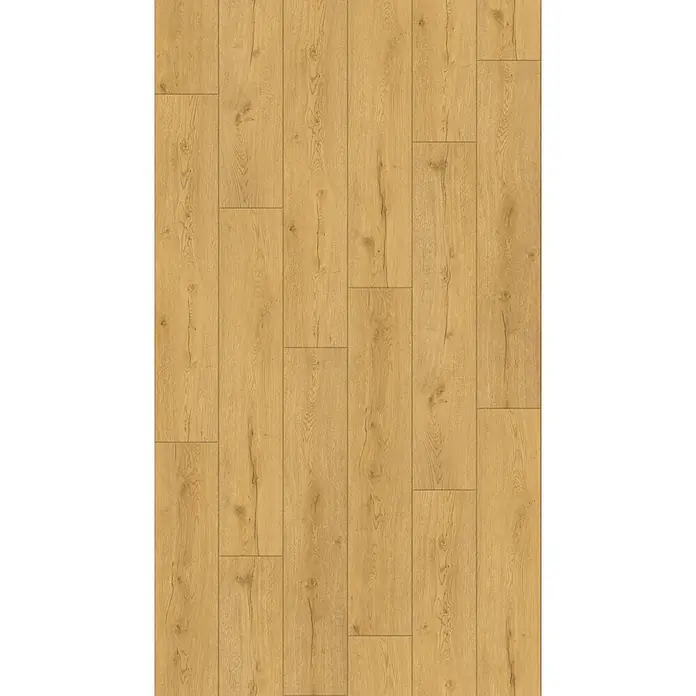 Vinylboden Rigid - Eiche Troms, Landhausdiele, 1.295 x 240 x 6 mm - Hellerbrauner Holzboden mit natürlicher Maserung und Dielenmuster.