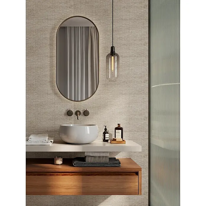 Atlas Concorde Solution Wandfliese Trame - 40 x 80 cm, White, Matt - Stimmungsaufnahme
