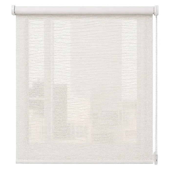 Estor enrollable Traslúcido Ares - An x Al: 105 x 250 cm, Blanco - Estor enrollable blanco texturizado translúcido cubriendo una ventana.