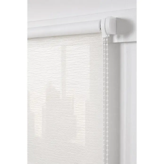 Estor enrollable Traslúcido Ares - An x Al: 200 x 250 cm, Blanco - Estor enrollable blanco con tela texturizada semitransparente y cadena de perlas blanca.