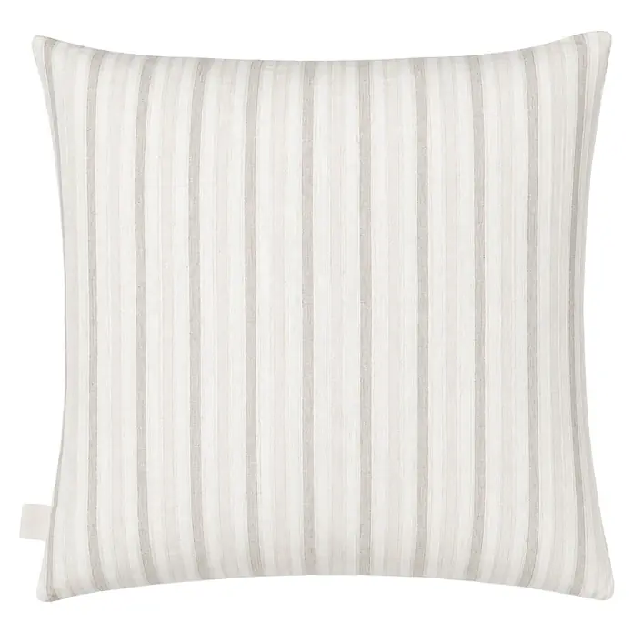Cojín Palmira - 60 x 60 cm, Poliéster, Natural, Cuadrado - Cojín decorativo cuadrado con rayas verticales beige y blancas, de tela natural.