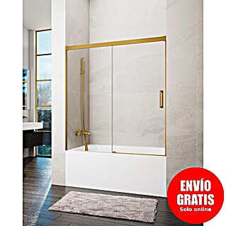GME Mampara para bañera Basic (An x Al: 170 x 150 cm, Vidrio transparente, Oro)