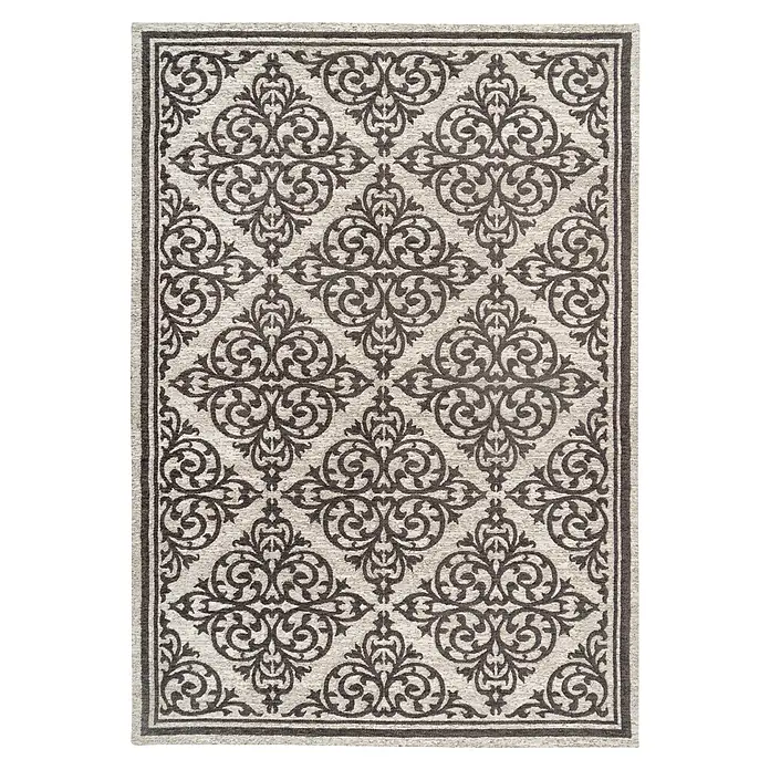 Kayoom Kurzflorteppich Davis 125 - Grau, 230 x 160 cm, 100 % Polyester - Draufsicht
