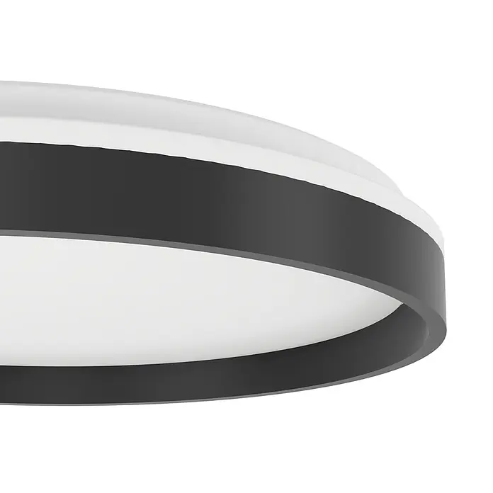 Eglo LED-Deckenleuchte rund Moschettino-Z - 28 W, Schwarz, Weiß, Durchmesser: 491 mm - Flache, runde LED-Deckenleuchte mit weißem Diffusor und dunkelgrauem Rand.