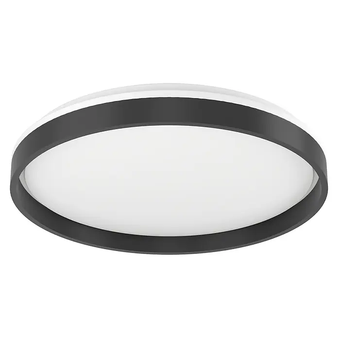 Eglo LED-Deckenleuchte rund Moschettino-Z - 28 W, Schwarz, Weiß, Durchmesser: 491 mm - Runde LED-Deckenleuchte mit weißem Diffusor und dunkelgrauem/schwarzem Außenring.