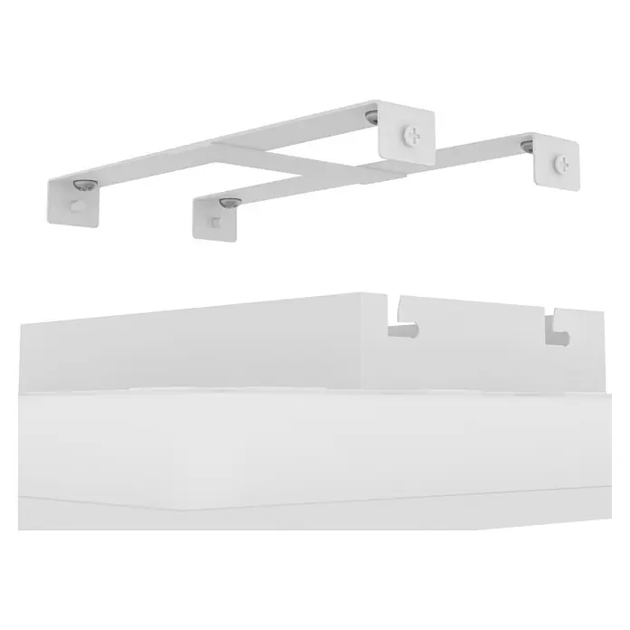 Eglo LED-Deckenleuchte Moradillo-Z - 21 W, L x B x H: 393 x 393 x 61 mm, Weiß, RGB - Weiße Montagehalterungen mit Kreuzschlitzschrauben und eine weiße Platte mit Befestigungsschlitzen, eventuell für eine Leuchte.