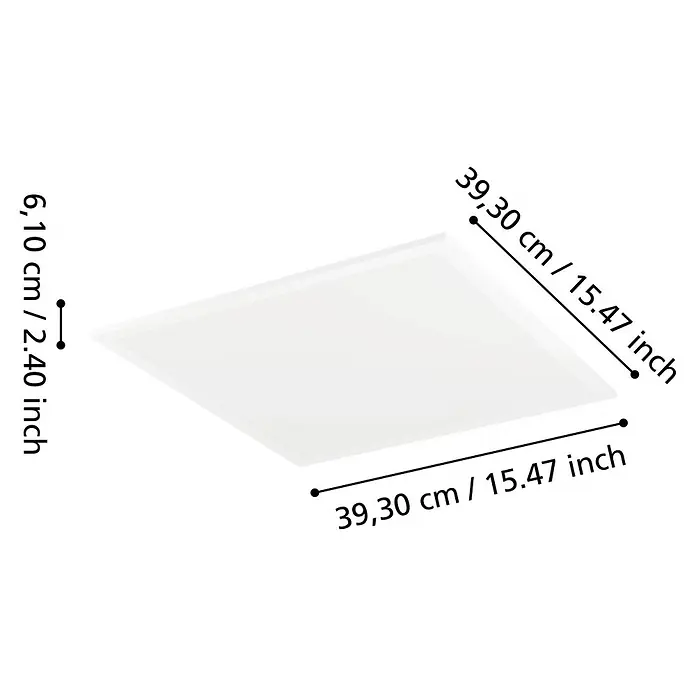 Eglo LED-Deckenleuchte Moradillo-Z - 21 W, L x B x H: 393 x 393 x 61 mm, Weiß, RGB - Weißes quadratisches Lichtpanel, 39,30 x 39,30 x 6,10 cm.