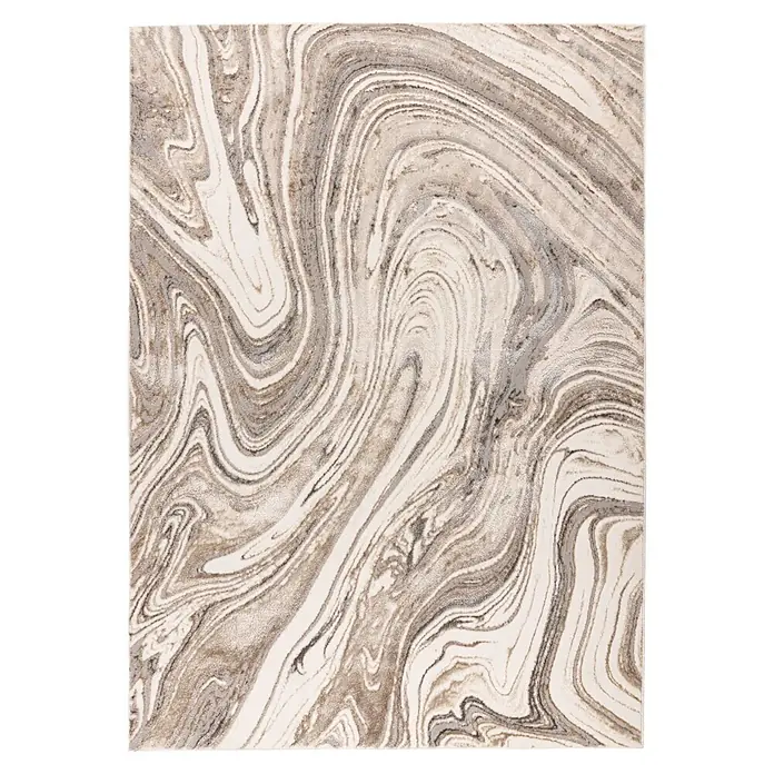 Kayoom Kurzflorteppich Chalk 125 - Silber/Beige, 150 x 80 cm, 100 % Polyester - Draufsicht