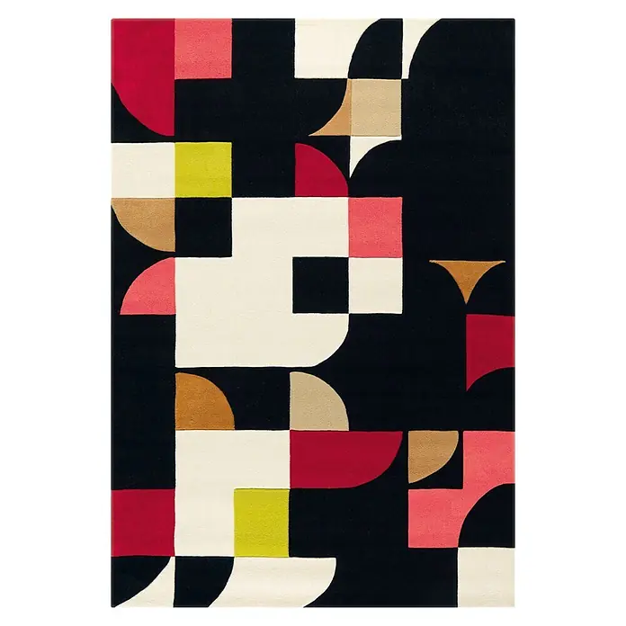 Kayoom Kurzflorteppich Spirit 3105 - Multi/Schwarz, 240 x 170 cm, 100 % Modacryl - Draufsicht