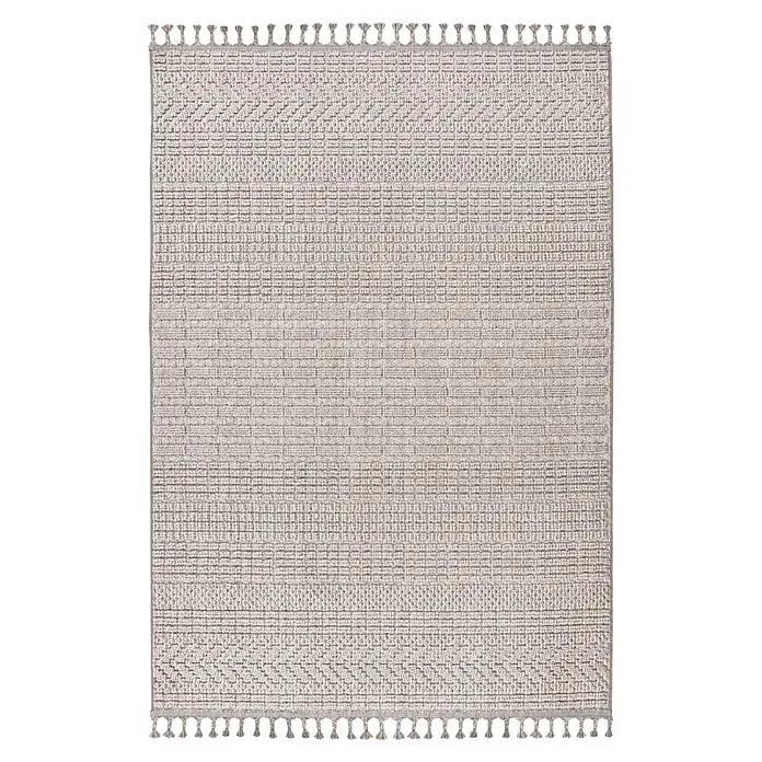 Kayoom Fransenteppich Reef 125 - Silber, 230 x 160 cm, 100 % Polypropylen - Draufsicht