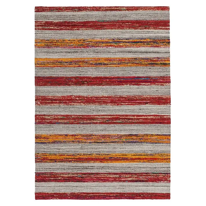 Kayoom Flachgewebeteppich Duarte 210 - Natur/Rot, 170 x 120 cm, 60 % Wolle, 20 % Baumwolle, 20 % Seide - Draufsicht