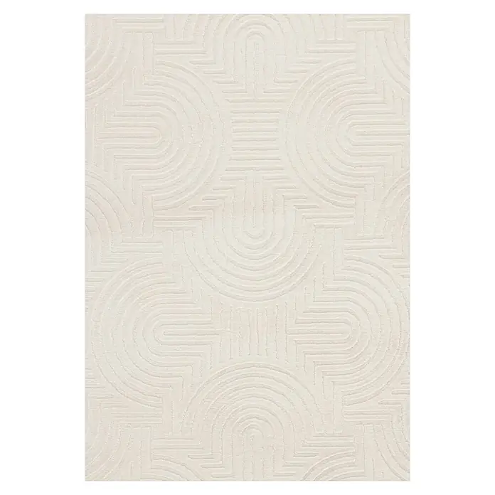 Kayoom Kurzflorteppich Balance Flow 225 - Creme, 170 x 120 cm, 80 % Polyester, 20 % Baumwolle - Draufsicht