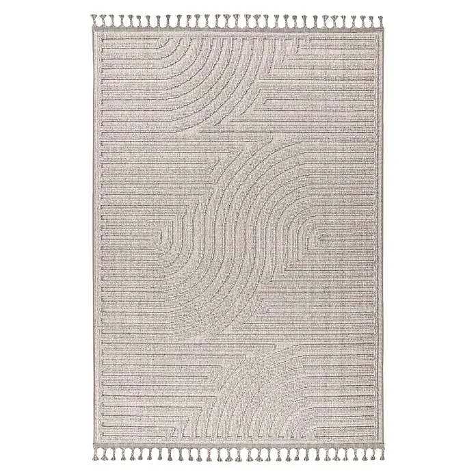 Kayoom Fransenteppich Reef 225 - Silber, 150 x 80 cm, 100 % Polypropylen - Draufsicht