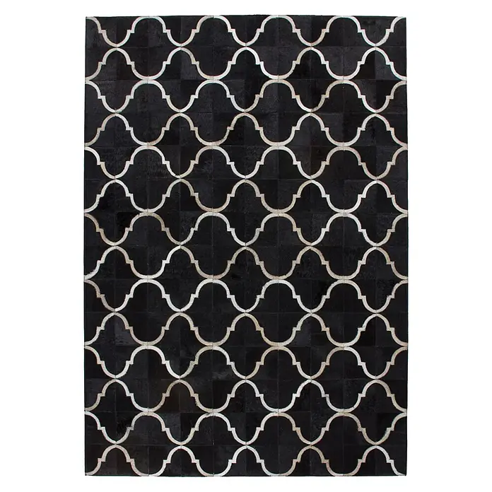 Kayoom Lederteppich Lavish 310 - Schwarz, 150 x 80 cm, 100 % Leder - Draufsicht
