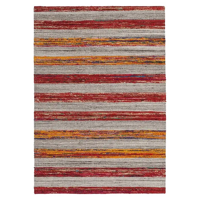 Kayoom Flachgewebeteppich Duarte 210 - Natur/Rot, 230 x 160 cm, 60 % Wolle, 20 % Baumwolle, 20 % Seide - Draufsicht