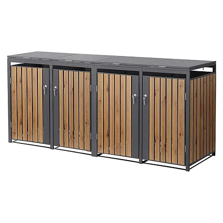 ML-Design  Mülltonnenbox Mülltonnenbox 4er 240L 264x80x120cm Holzoptik mit Tür
