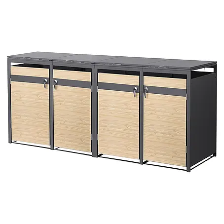 ML-Design  Mülltonnenbox Mülltonnenbox 4er 240L 264x80x120cm Holzoptik abschließbar